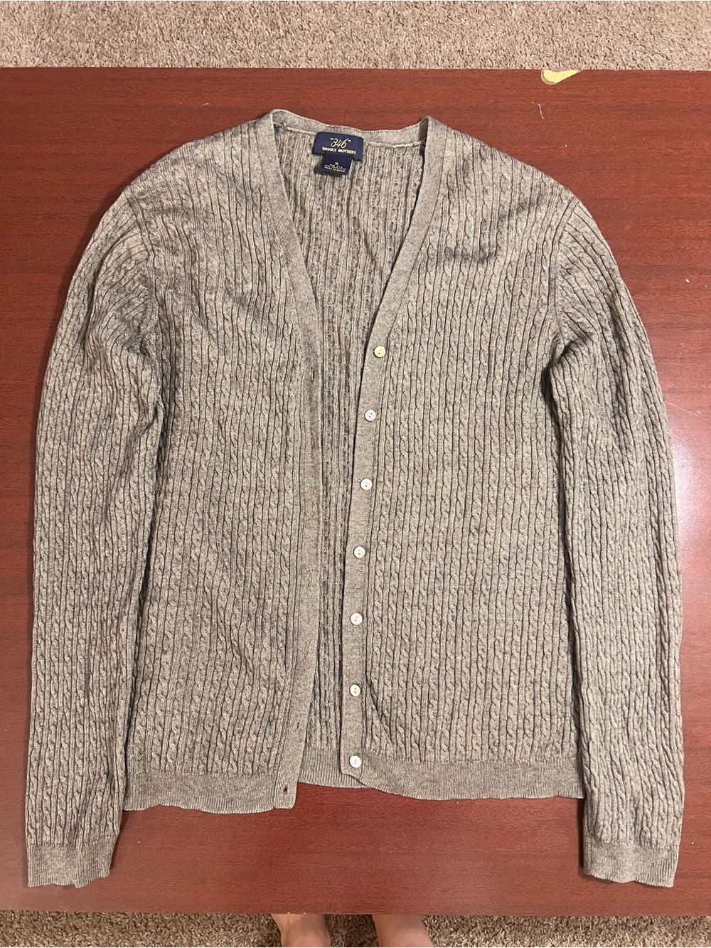 Brooks Brothers light brown Silk/Cashmere blend Cable-Knit Button Cardigan